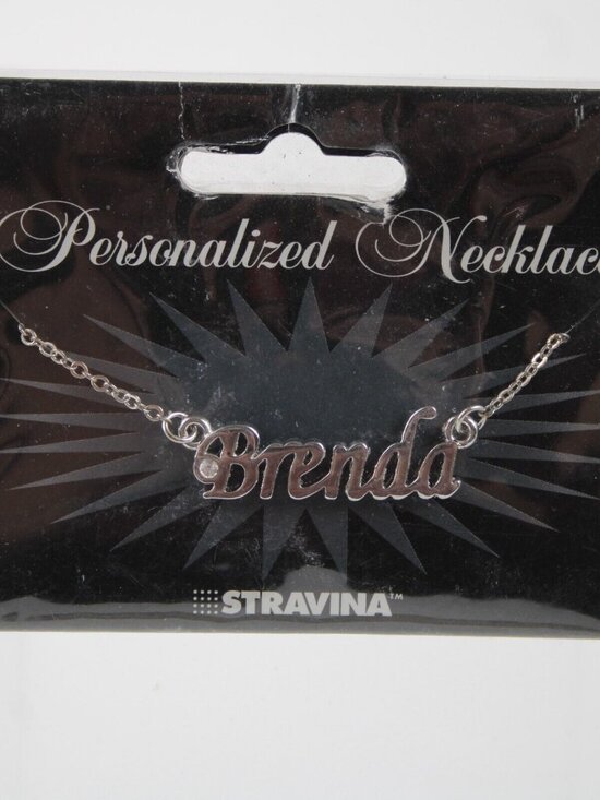 BRENDA Name Silvertone Rhinestone 14.5" w 4.5" Multi Ring Ext Necklace - Picture 1 of 12
